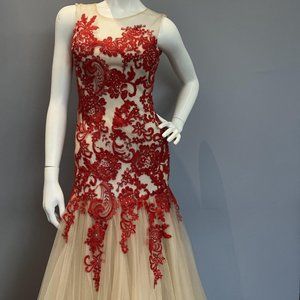 size 6 red/nude prom/formal gown
